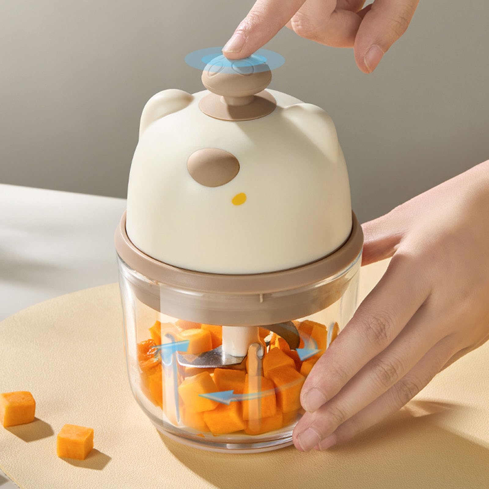 Procesador de alimentos portátil de 350 ml, 3 recipientes de vidrio inoxidables recargables para condimentos de ajo, molino eléctrico de plantas