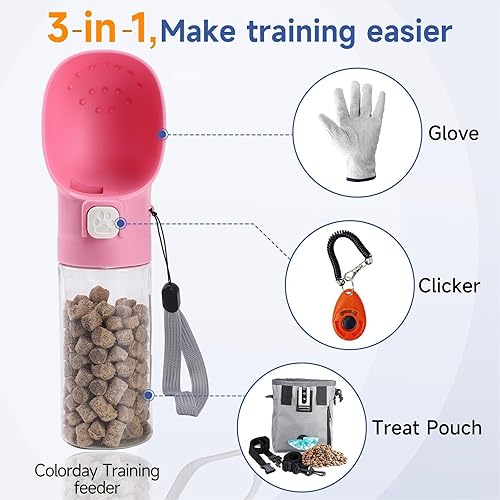 Miniatura 8 de Colorday Dispensador de golosinas de mano para perros, bolsa integrada para clicker y golosinas, comedero de mano para entrenamiento de cachorros,
