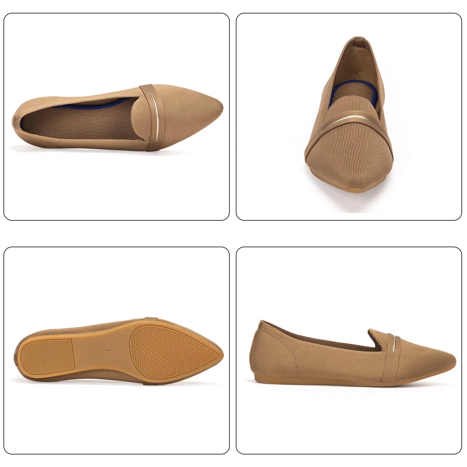 Frank Mully Damen-Loafer, lässig, flach, bequem, aus Strick, Klassische Loafer mit spitzer Zehenpartie, für Arbeit und Reisen