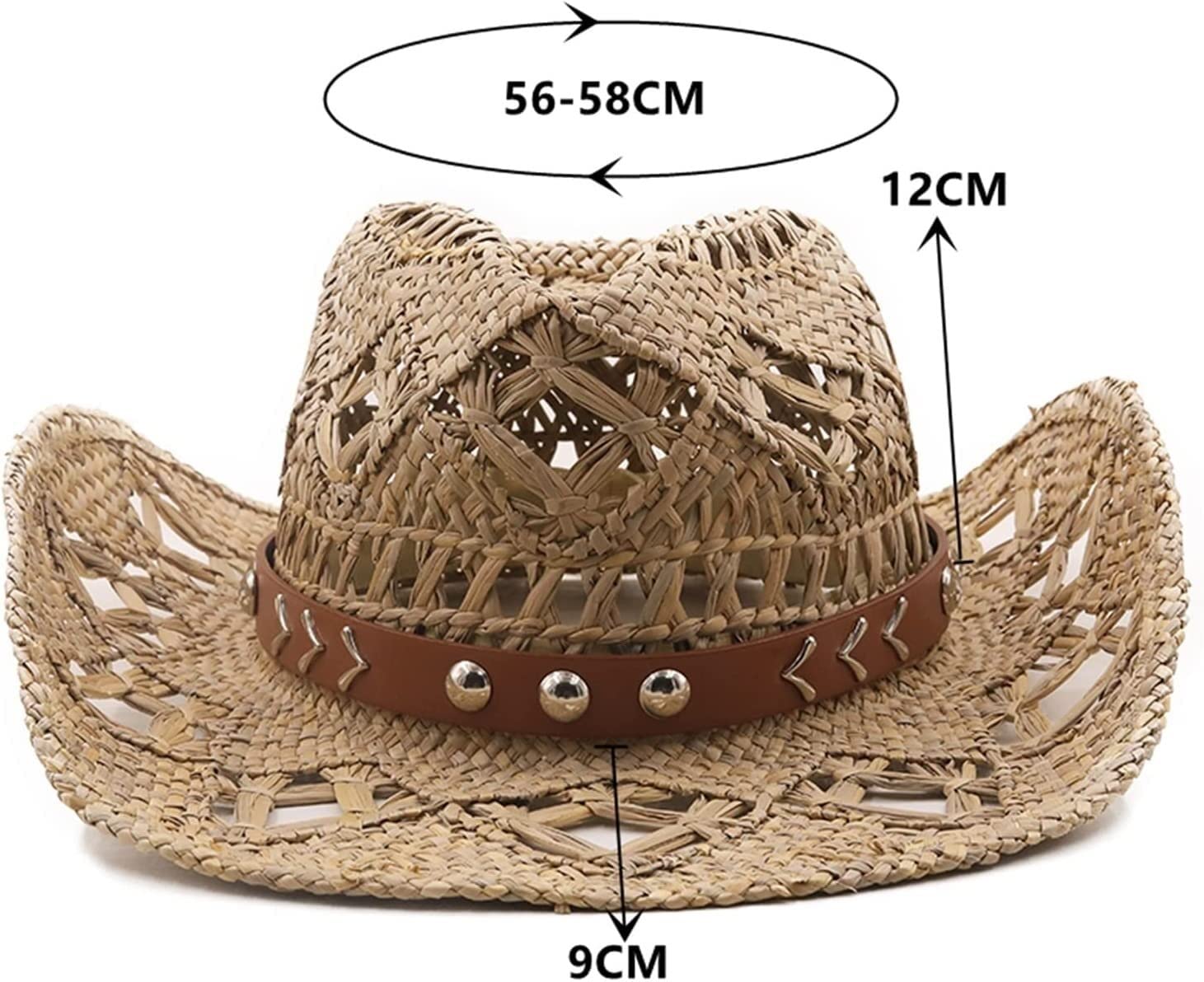 Sombrero de Playa Plegable, Sombrero De Paja Verano Sol Hecho A Mano Playa Informal Decorativo Vaquera para Hombre Sombrero Playa Verano