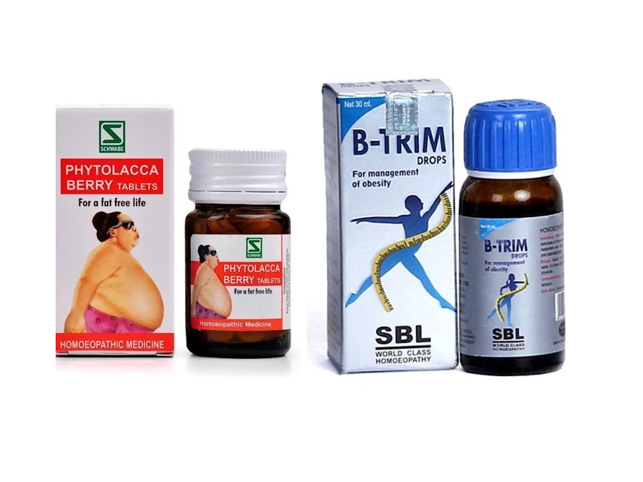 HOMOEOCART SBL B Trim Drops & Phytolacca Berry Tablets WSI Combo