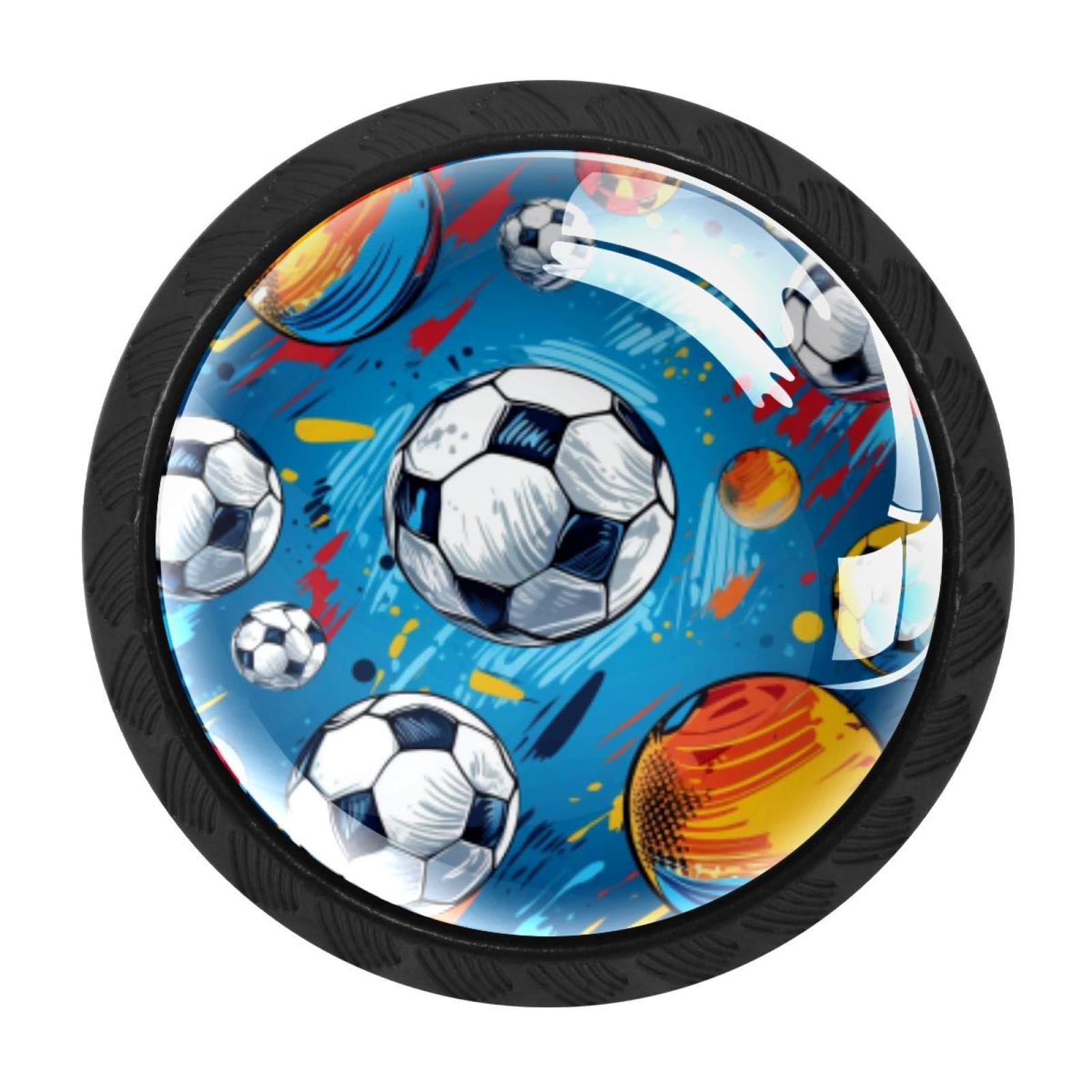 Chenzzzz Multicolored 12 4 Pack Cabinet Handles Black Football Soccer Cabinet Knobs Draw