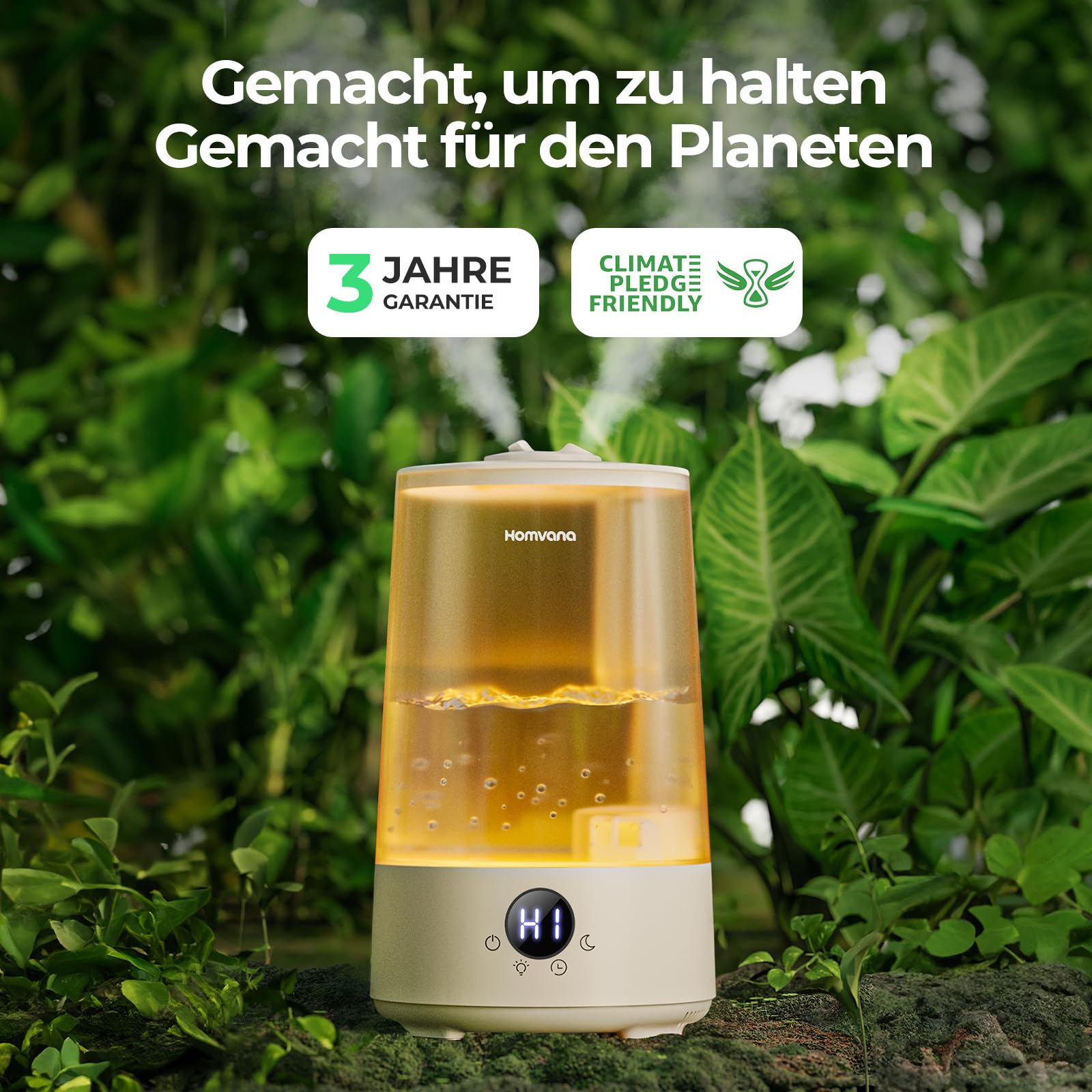 Homvana Luftbefeuchter Top-Fill 3.6L 360° Cool Mist 34H Ruhig 16dB SilentSpary Tech Grau