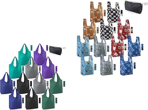 Miniatura 1 de BeeGreen Bolsas reutilizables para ir de compras, lavables a máquina, paquete de 24 bolsas de comestibles grandes, resistentes y plegables con banda