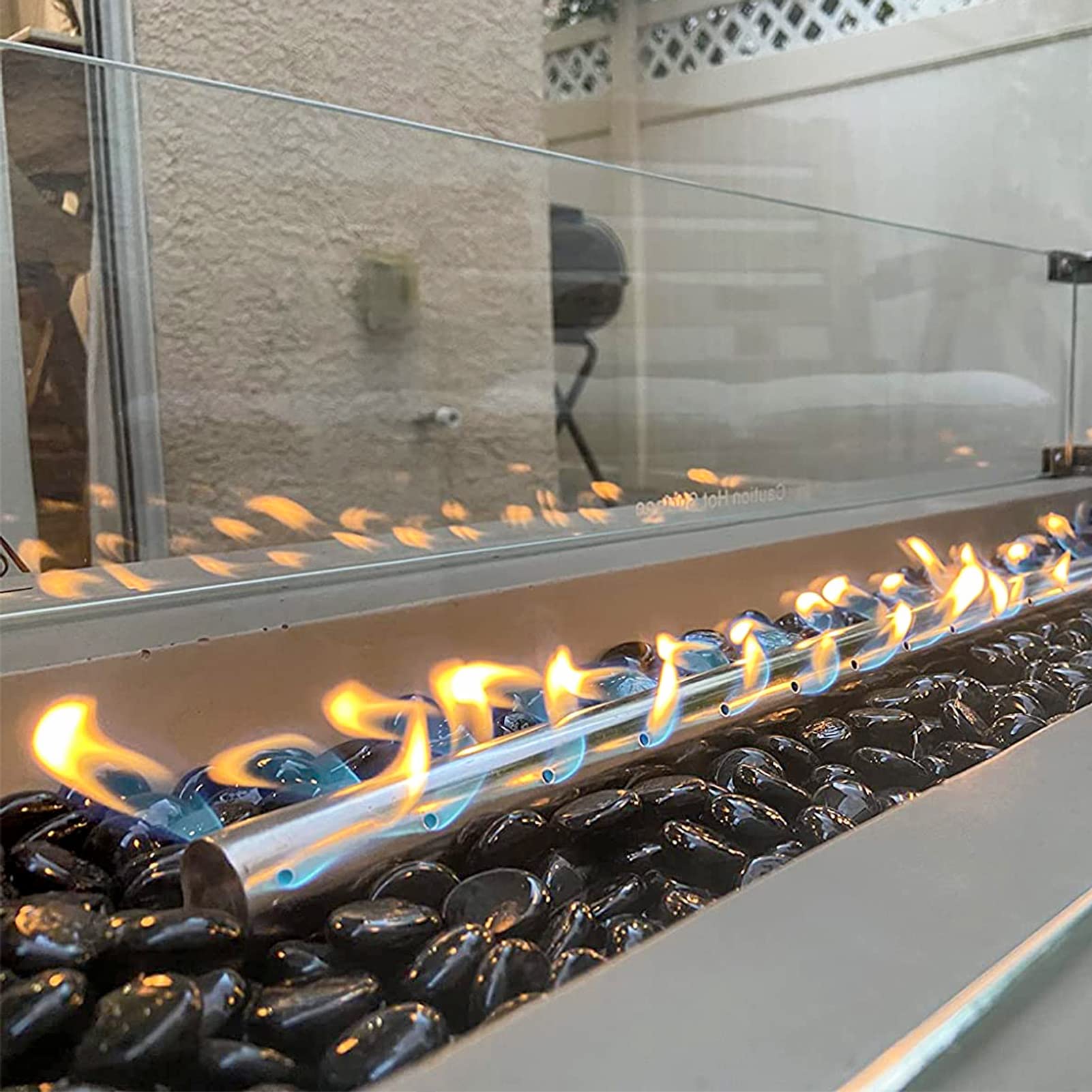 GRISUN 10 Pounds Black Fire Glass Beads for Fire Pit - 1/2 inch Reflective Fireglass Drops, Decorative for Fireplace, Fire Table, Vase Fillers and Landscaping