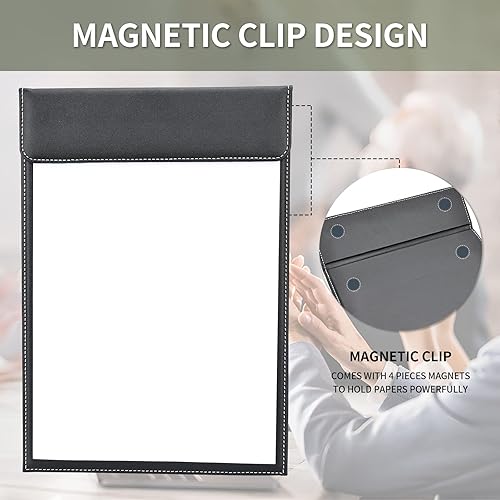 Miniatura 9 de 2 Pack Mini Clipboard, Small Clipboards with Pen Holder, Leather Black Clipboard for Nursing Classroom, Smooth Writing Low Magnetic Profile Clip