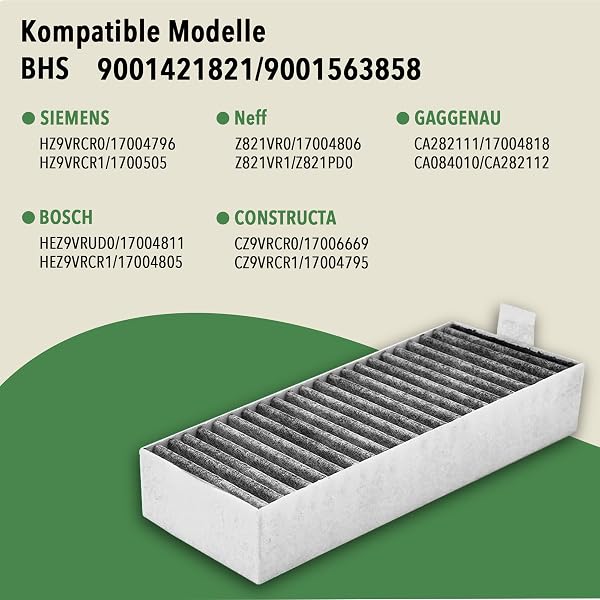 Akranini Aktivkohlefilter Set of 4 - Kompatibel mit 9001563858 9001421821 / Siemens HZ9VRCR0, Bosch HEZ9VRCR0, Neff Z821VR0, Constructa CZ9VRCR0, Gaggenau CA282111,195x75x35 mm - 2