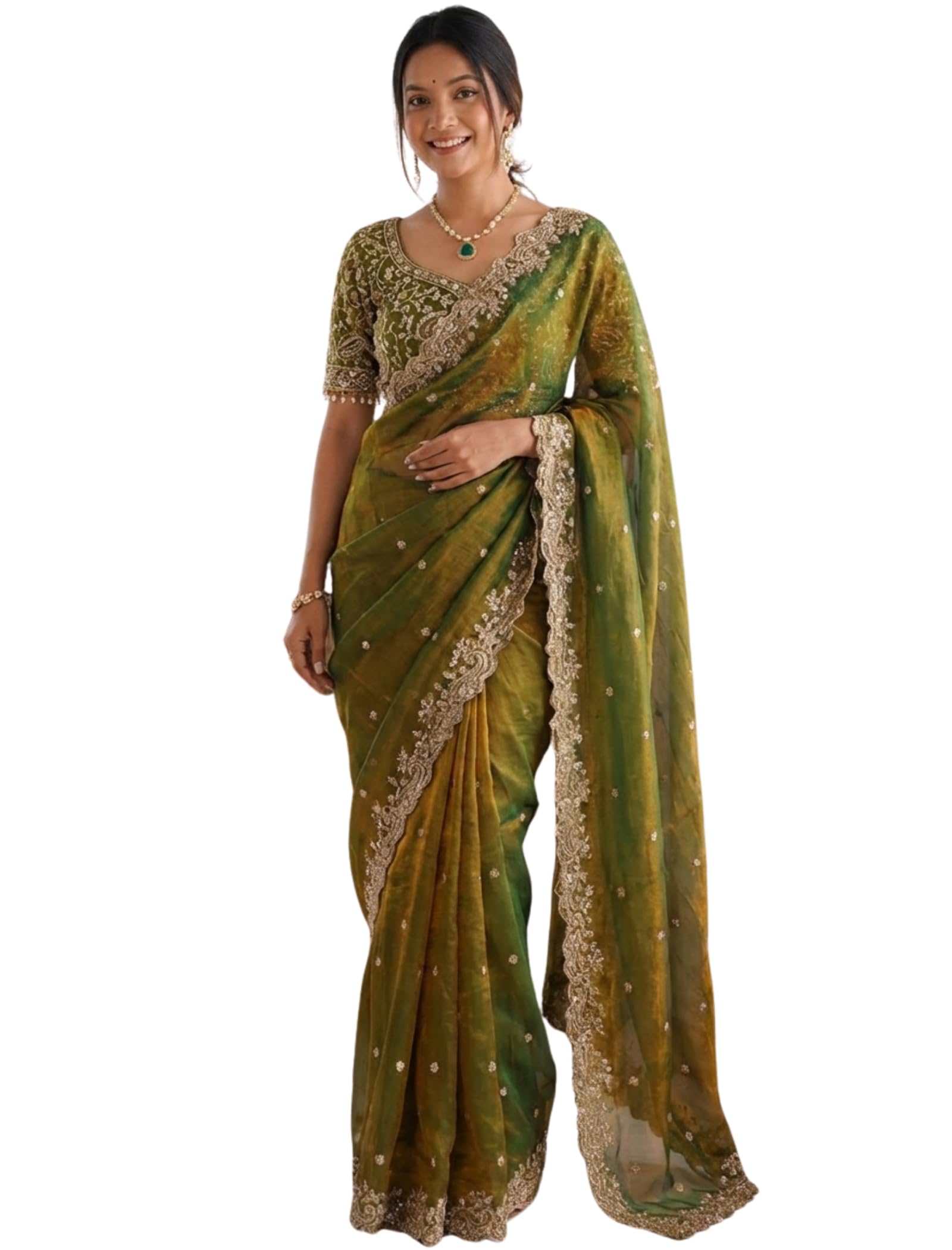 Women's Satin Ethnic Motifs Embroidered Satin Heavy Work Saree with Embroidered Stitched blouse | Beautiful Saree for Women | Traditional Indian Sari-image-40