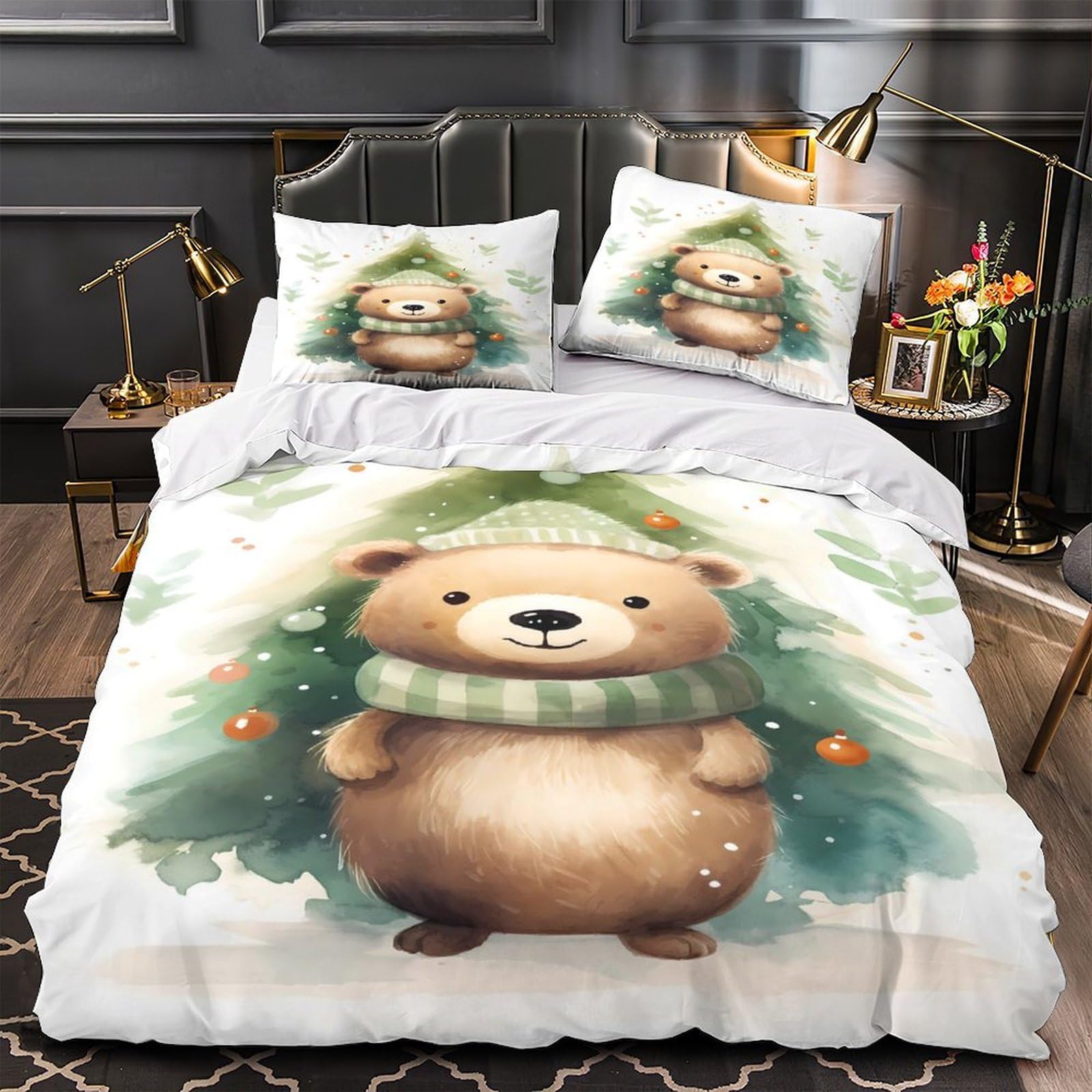 Parure de lit festive ours dessin animé cadeau idéal chambre fille