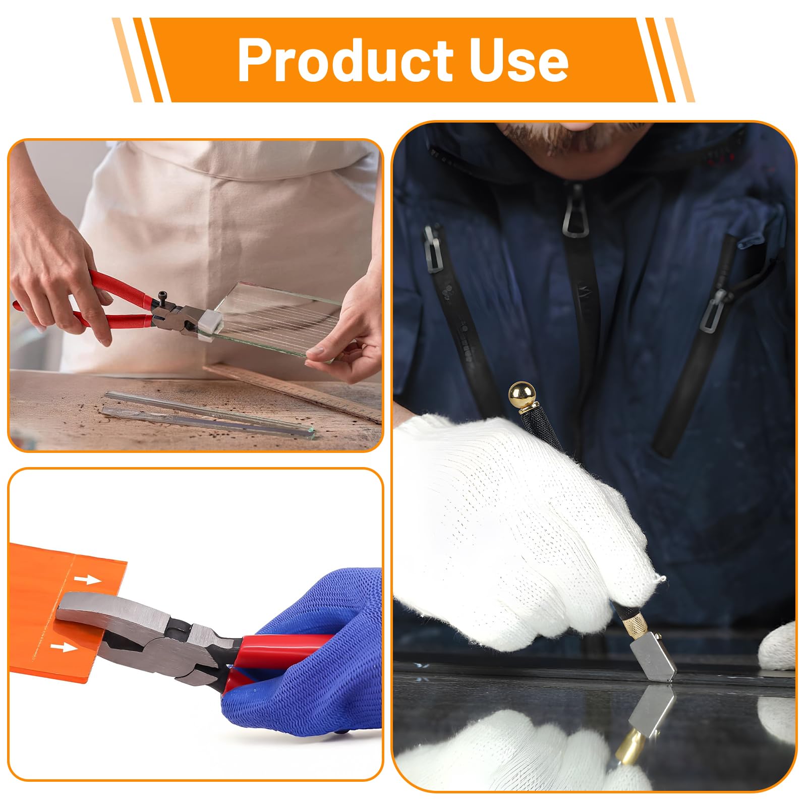 LALAGO 8pcs Cortador de Vidrio para Botellas, Alicates para Romper y Rejuntar Vidrio, Juego de Alicates para Correr Vidrio con 2 Cabezales de Corte de Repuesto, Tubo de Goteo para Azulejos de Mosaico