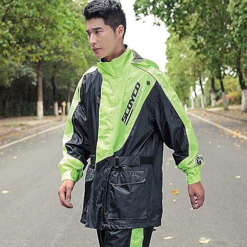 Miniatura 4 de Scoyco Traje de lluvia de motocicleta para hombre, reflectante, impermeable, chaqueta de lluvia con pantalón para adultos, ciclismo, equitación