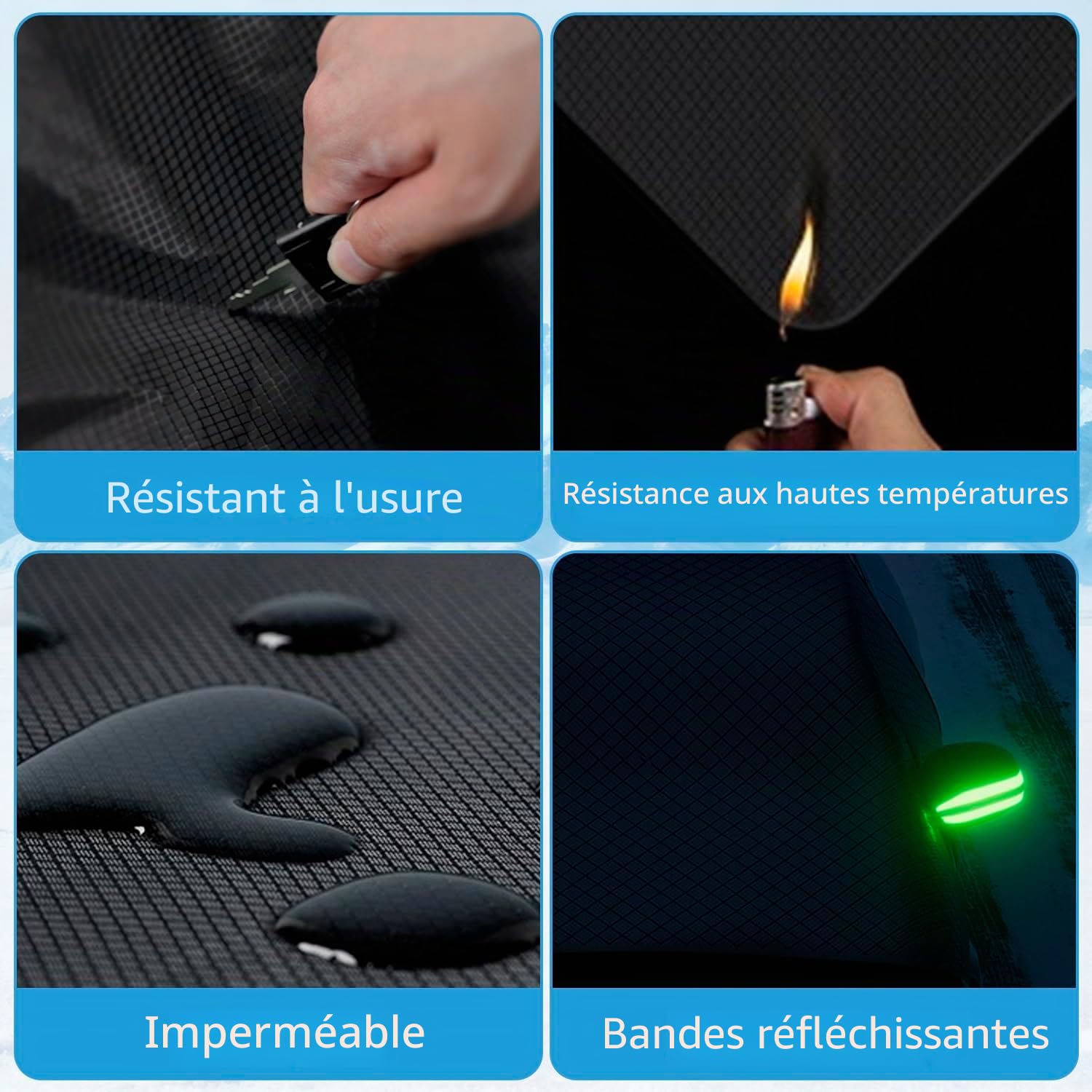 Couverture de Pare-Brise d'Hiver avec 2 Couvertures de Rétroviseurs pour Neige, Gel, Soleil, Protection Universelle pour Voiture, Camionnette, SUV