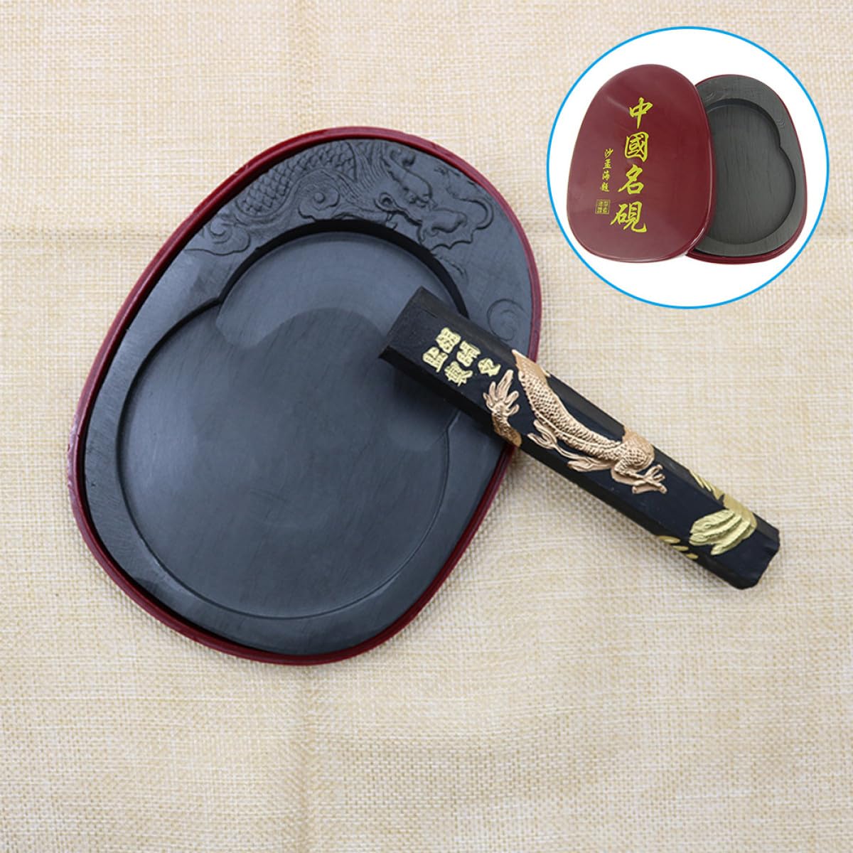 Pierre à Encre de Calligraphie Chinoise Couvercle, Facile à Transporter et Lavable, Accessoire Traditionnel pour Peinture et Calligraphie pour Étudiants et Enseignants