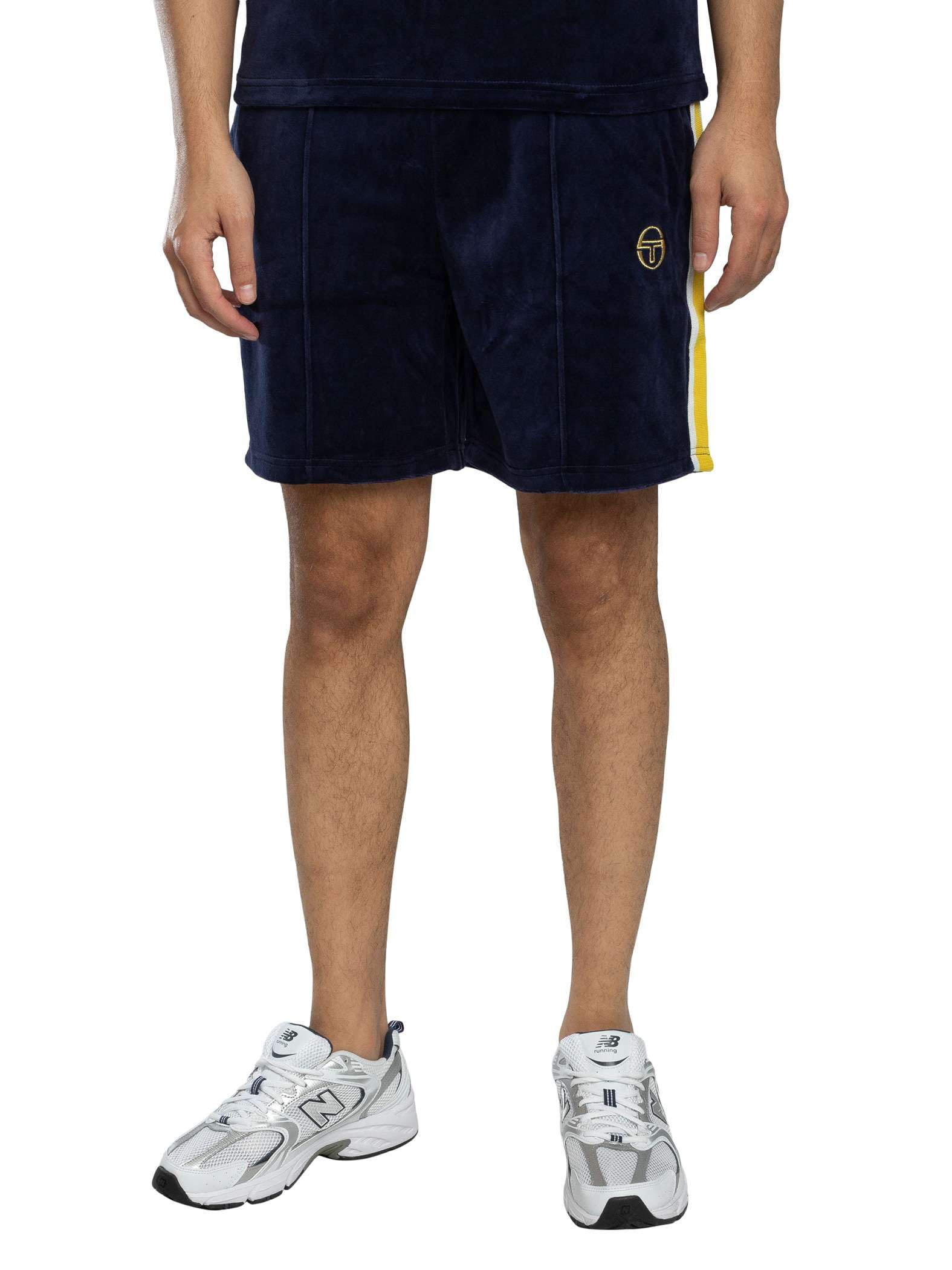 Sergio Tacchini Blue Monte Velour Shorts Maritime /Mango Mint - M