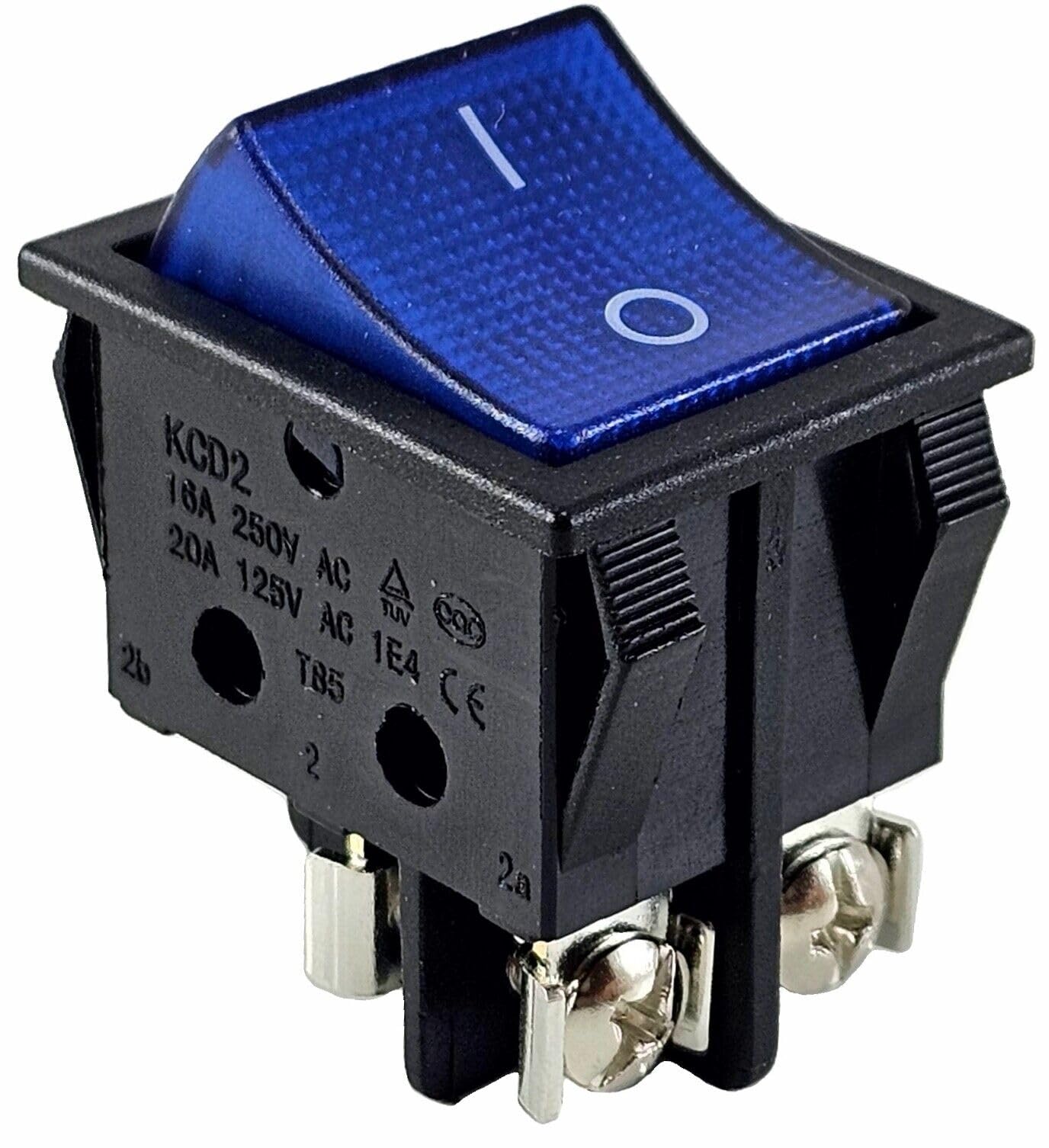 LEVSEB Wippschalter Blau mit Schraubanschluss – Beleuchteter 2-poliger Schalter, 16 A, 250 V~