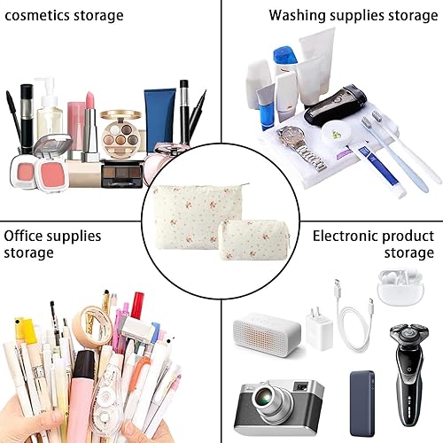 Miniatura 6 de LYDZTION Bolsa de maquillaje para mujeres, 1 bolsa de maquillaje de gran capacidad y 1 estuche para lápices, bolsa de almacenamiento de brochas de