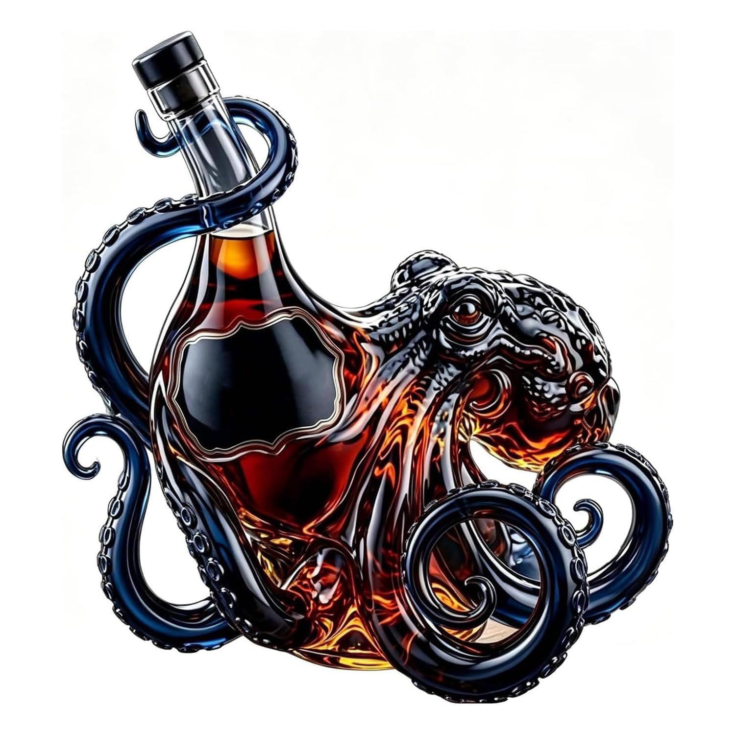 Kraken Rum Glass Octopus, 3D Kraken Rum Octopus Bottle, 350ml Borosilicate Glass Liquor Bottle Decanter, Nautical Marine Decor Sculpture, Home Bar Ornament, Collectible Gift for Men Marine Lovers