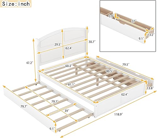 Miniatura 119 de Cama de plataforma de madera de tamaño individual con cabecera en forma de casa, soporte de listones de madera, para dormitorio de niños, niñas,