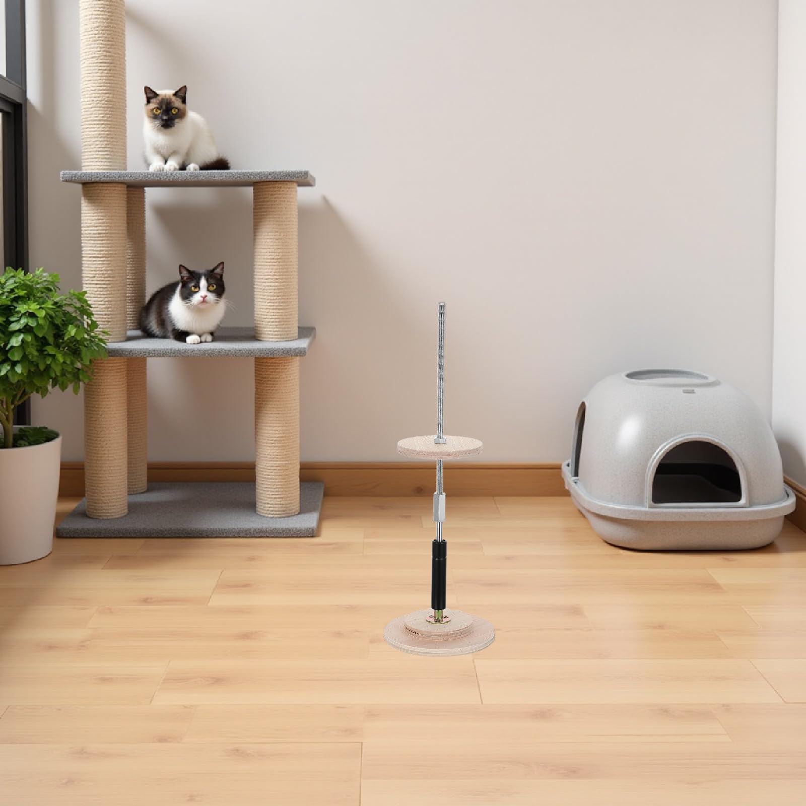 Stützstange für Katzenkratzbäume mit Polster, 8 cm höhenverstellbare Hydraulikstange für Boden- bis deckenhohe Klettertürme für Katzen, Ersatzteil für Katzenspielplätze