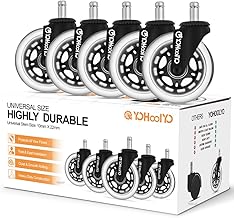 YOHOOLYO Office Chair Caster Wheels 10x22mm Set of 5 for Office Chairs, Desk Chairs, Furniture (Not for 1KEA and Topsstar Office Chairs)