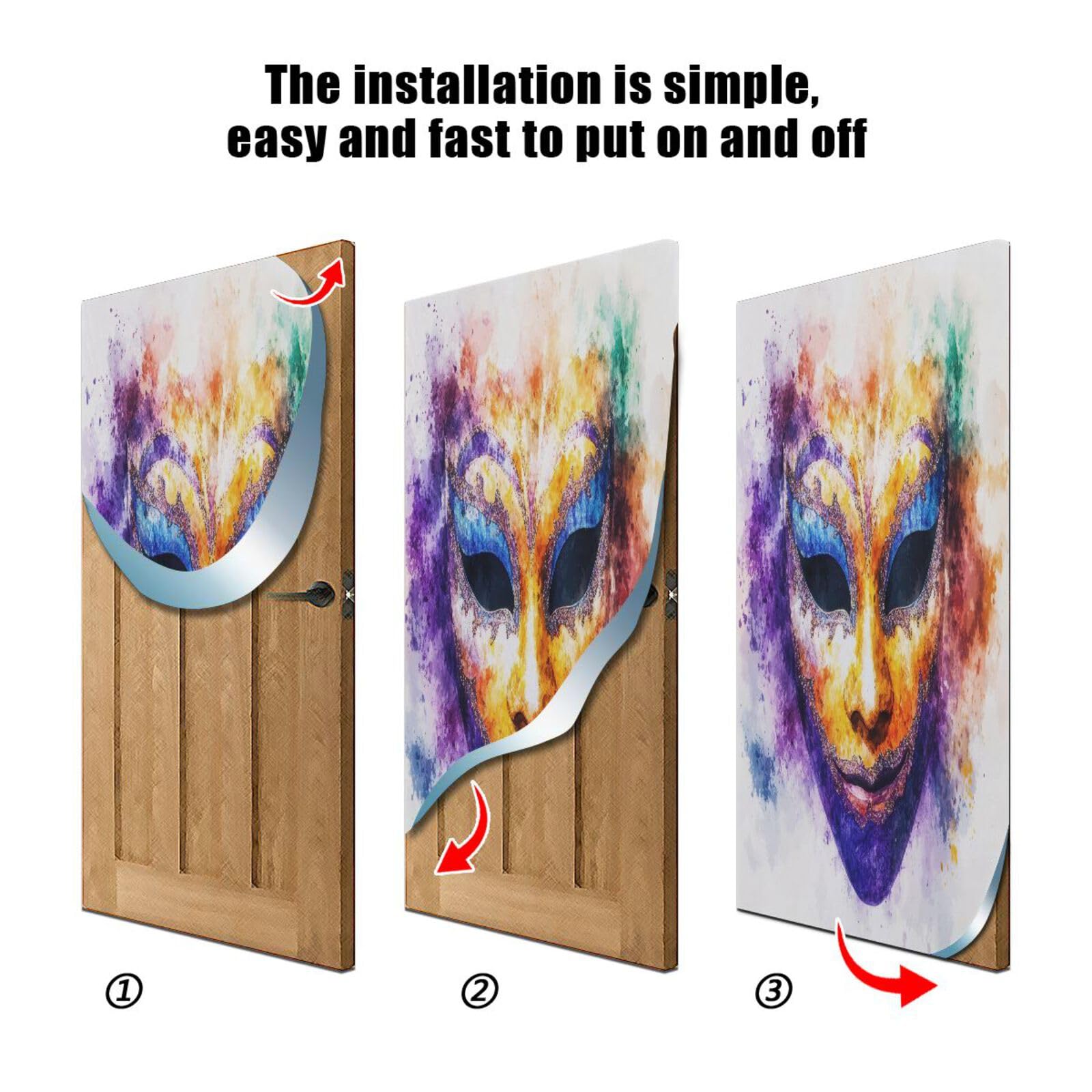 FLildon Mardi Gras Carnival Mask Door Cover Decoration, Party Accessory Porch Decor for Festive Ornament Room Door Covers 35 x 79 Inch