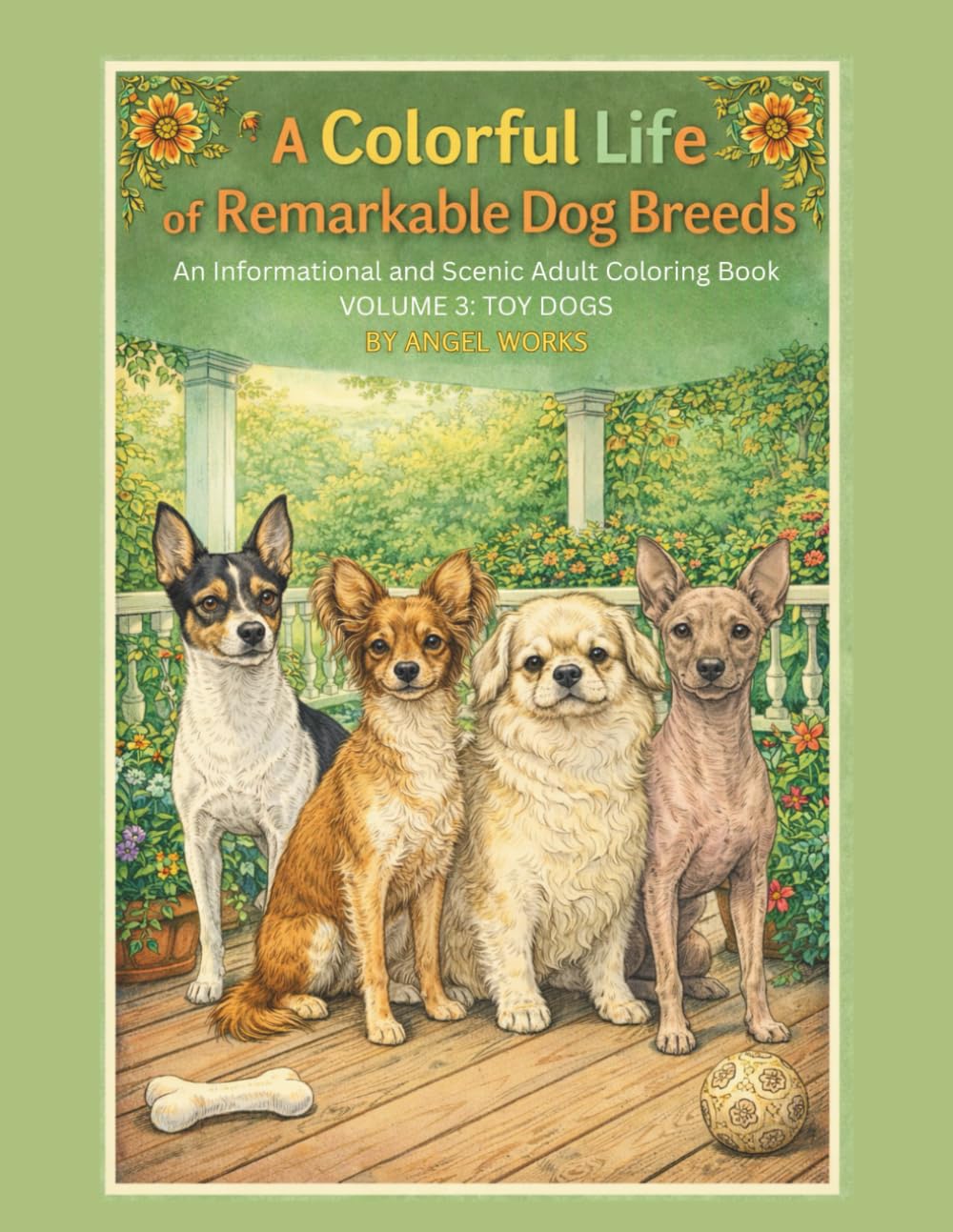 A colorful Life of Remarkable Dog Breeds: An informational and Scenic Adult Coloring Book: Volume 3: Toy Dogs