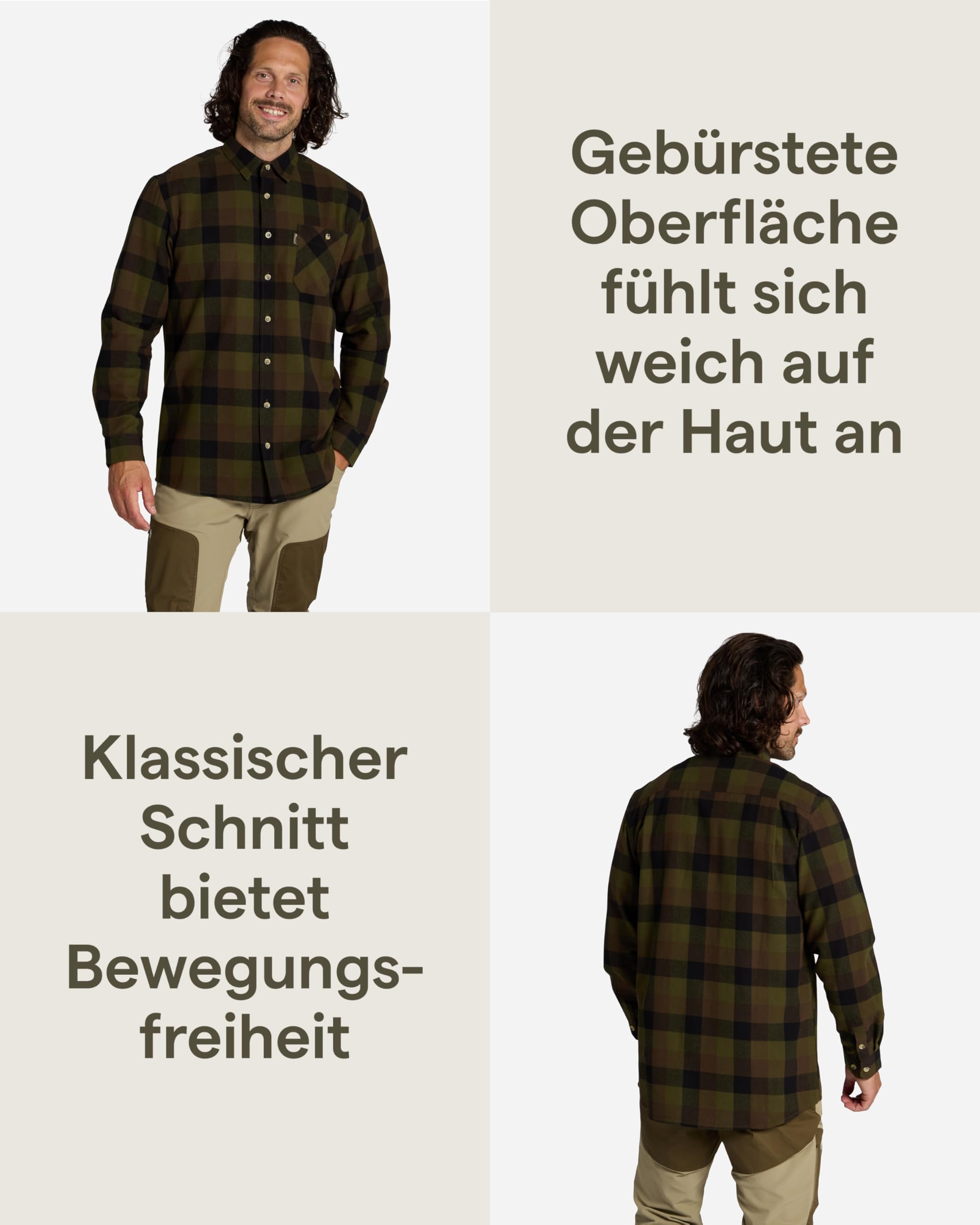 Pinewood Herren Flanellhemd kariert, weiches Flanellhemd Herren für Outdoor und Alltag