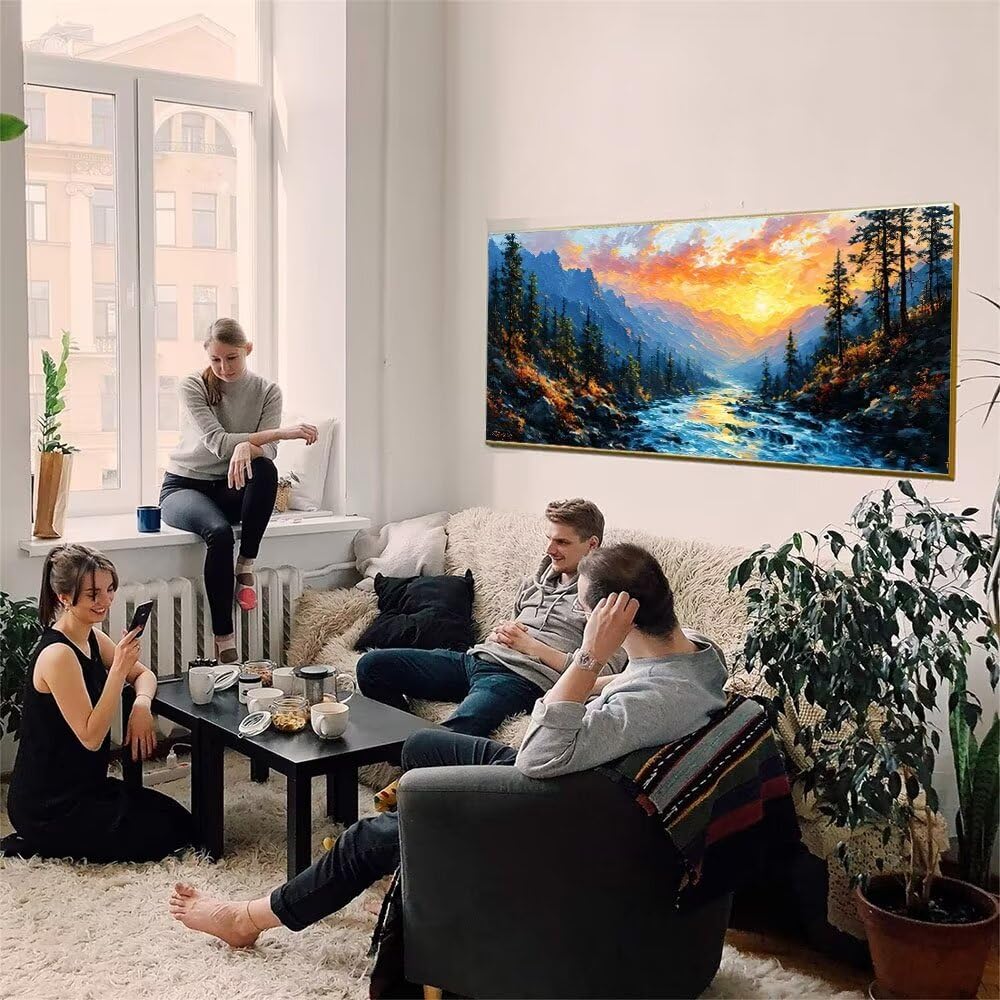 Malen Nach Zahlen Erwachsene xxl, Paint by Numbers Malen Nach Zahlen Landschaft, DIY Geschenk Art mit Pinseln und Acrylfarben Handgemalt Ölgemälde Leinwand für Home Décor, Ohne Rahmen 80x160cm W-925
