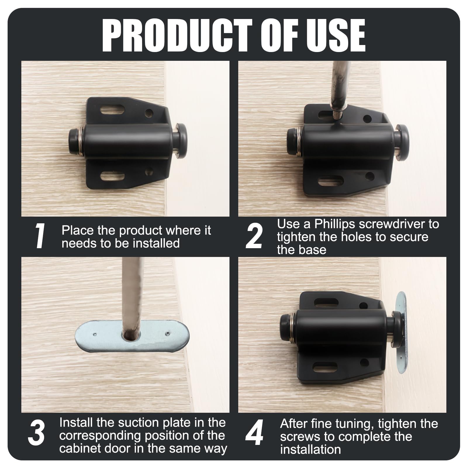 Goerpn 4 Pack Magnetic Push To Open Door Catches For Cabinet Magnetic Touch Release Catch Latch Including Fixing Screw Door Heavy Duty Latches For