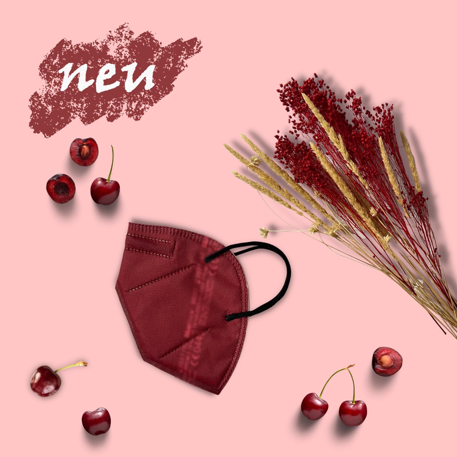FFP2 Maske 50 Stück Set Masken Motiv Muster in Dunkelblau Blau Bordeaux Hellblau Pink Rot Grün Grau Weiß oder Schwarz, Versand aus Deutschland, Made in Germany, Atemschutzmaske, Mundschutz