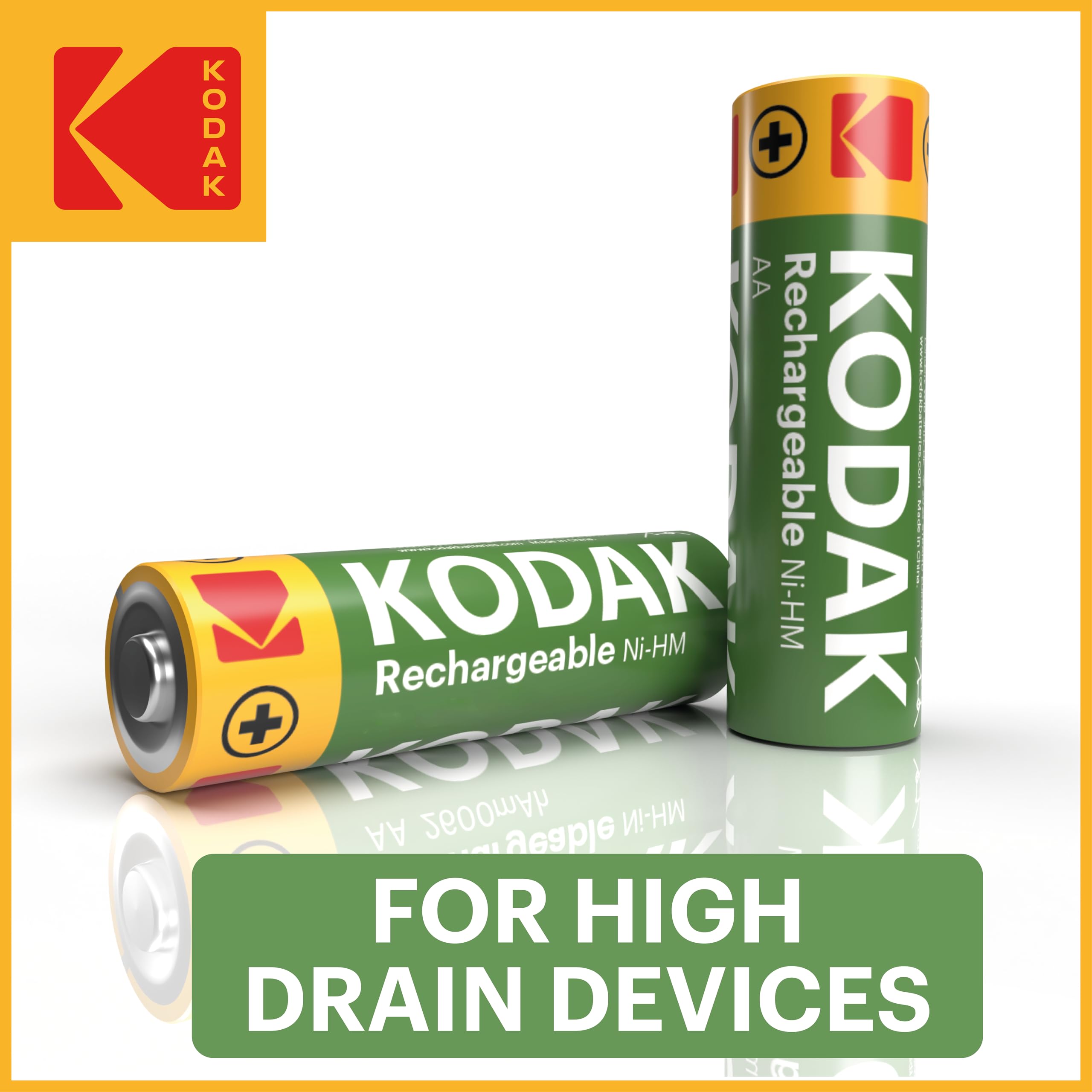Kodak Lot de 4 piles AA rechargeables avec chargeur de batterie USB-C à 4 emplacements (sans adaptateur inclus), compatibles avec piles AA et AAA (NiMH), charge double A ou triple A, 1000 cycles de