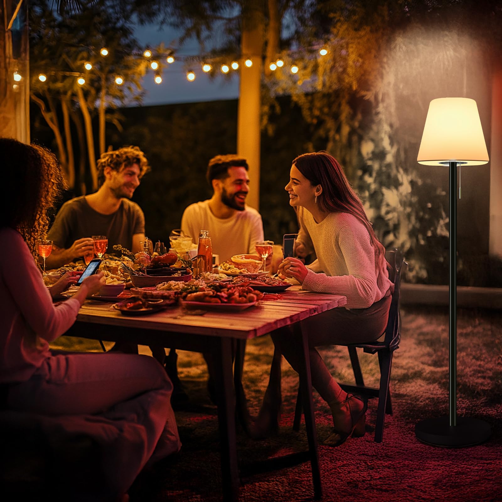 Solar Stehlampe Outdoor Stehleuchte Akku Led Kabellos Solarlampe Dimmbar Warmweiß und RGB stehleuchte mit Lichtsensor,Wasserdicht Stehlampe Außen für Terrassen.