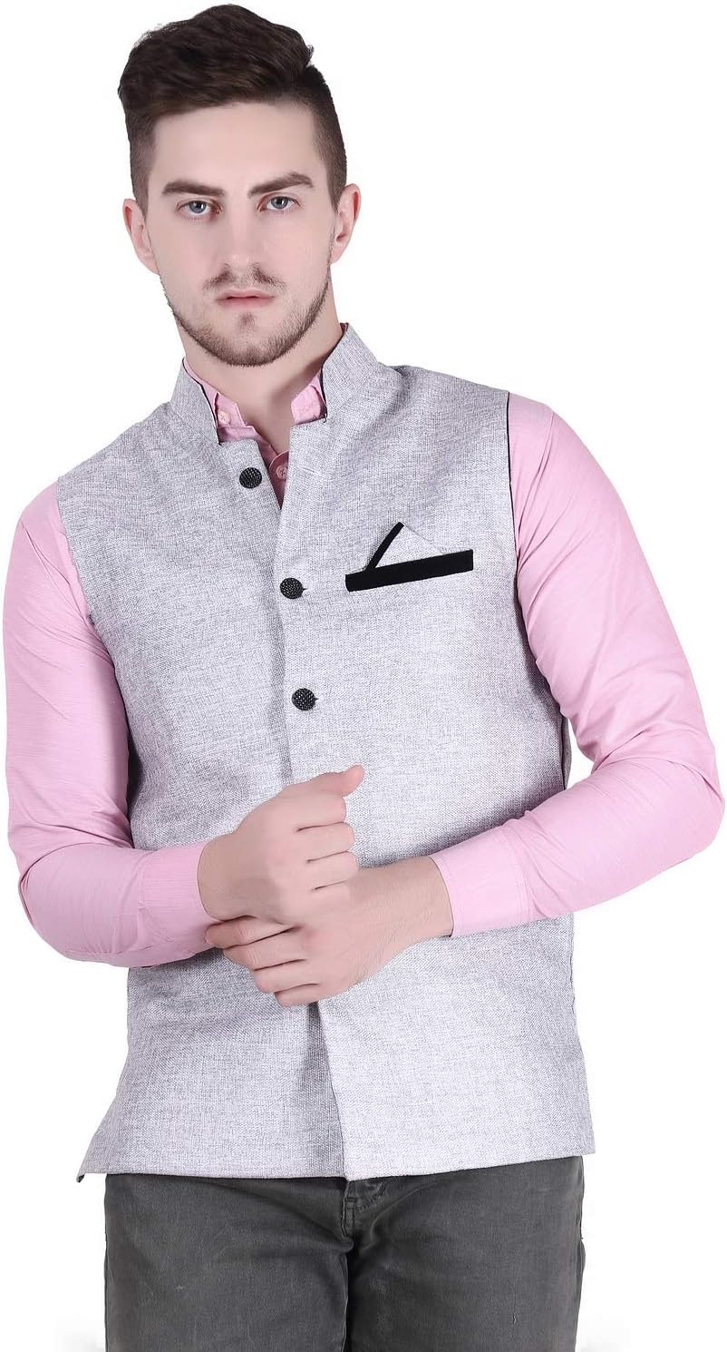 Starcollection Men Slim Fit Cotton Blend Waistcoat Half Jacket