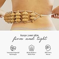 Vista 6 de Tuuli Maderotherapy - Juego de rodillos de masaje de madera para relajar los músculos, cuidado personal, masajeador de madera para cuerpo, espalda