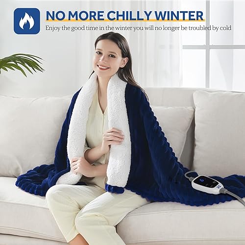 Miniatura 2 de SEALY Manta térmica eléctrica, manta térmica de 50 x 60 pulgadas, 6 niveles de calor y 2-10 horas de protección contra sobrecalentamiento de apagado