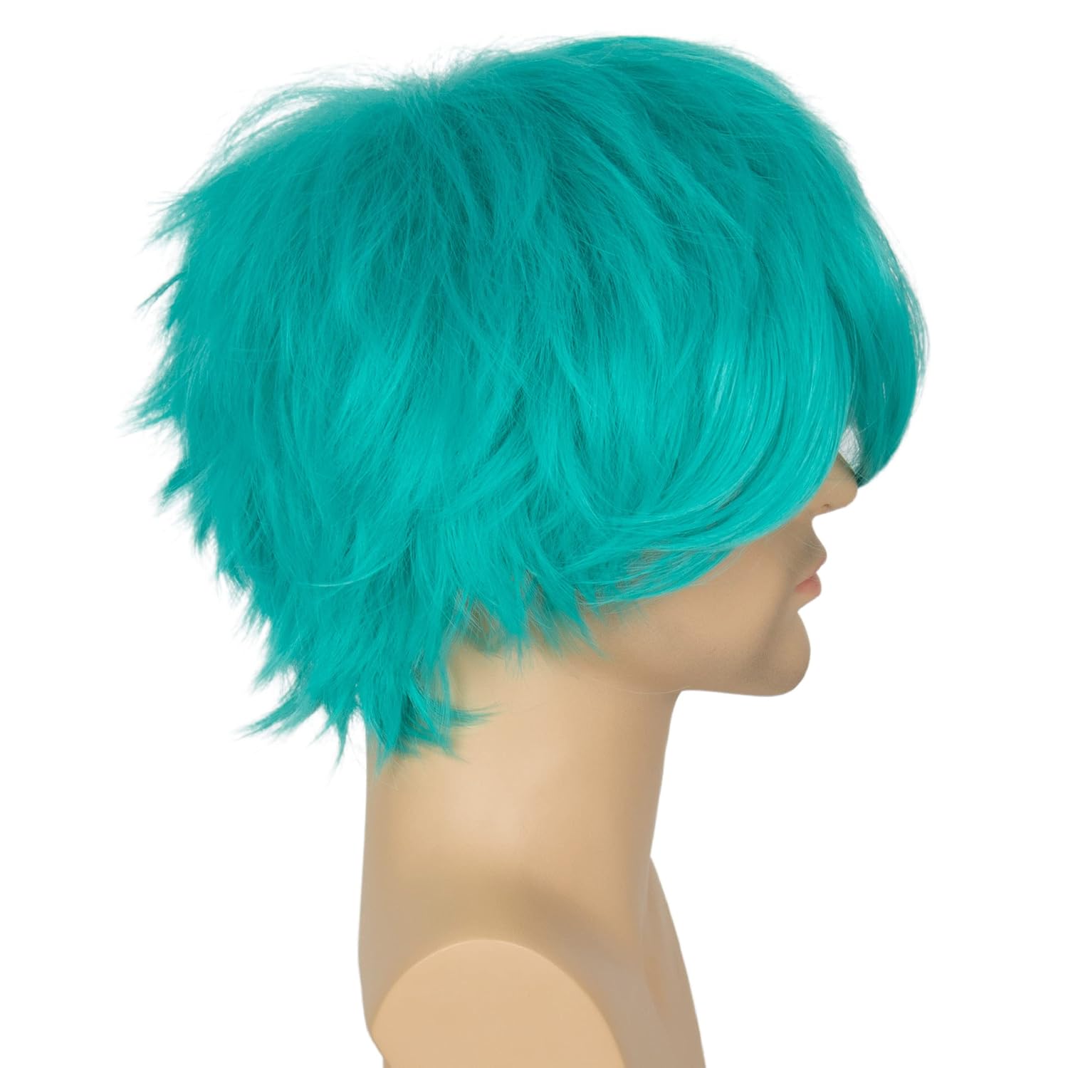 Miss U Hair Teal Wig With Bangs Short Blue Straight Layered Anime Cosplay Wig Men Women - Image 5