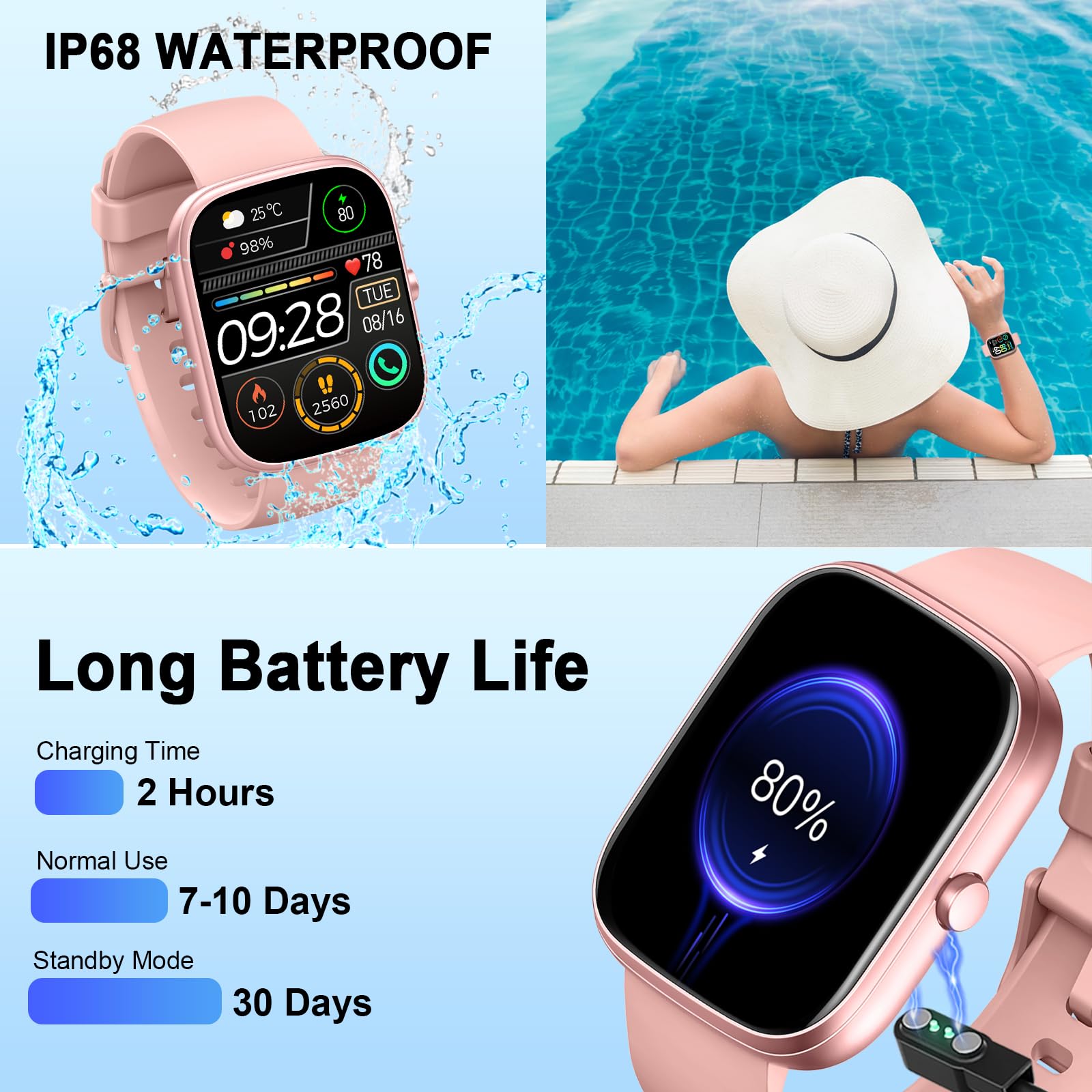 Smartwatch con funzione Alexa integrata, tracker fitness touch screen con funzione di chiamata Bluetooth, orologio fitness con monitoraggio della frequenza cardiaca/sonno