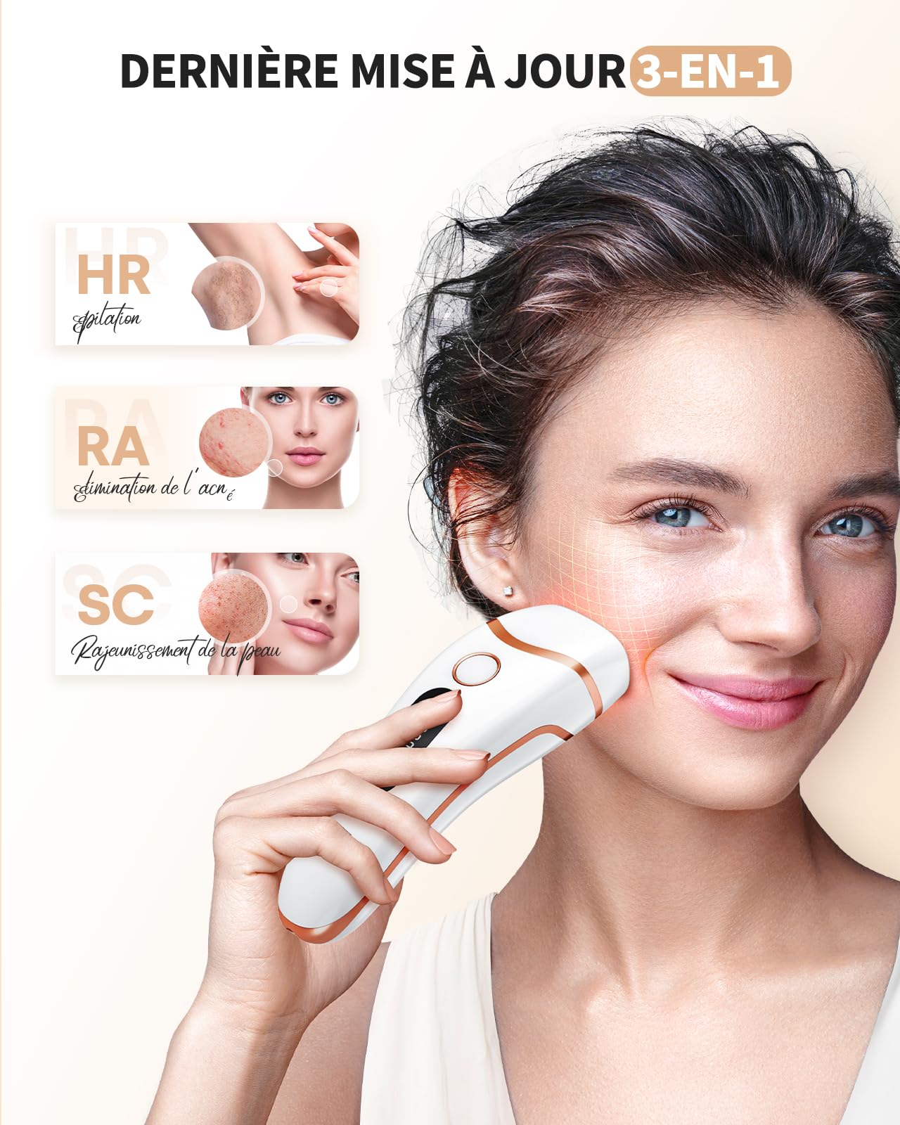 Haarlosy Épilateur Lumière Pulsée IPL 999,999 Flashs 3 en 1 2 Modes 9 Niveaux Énergie