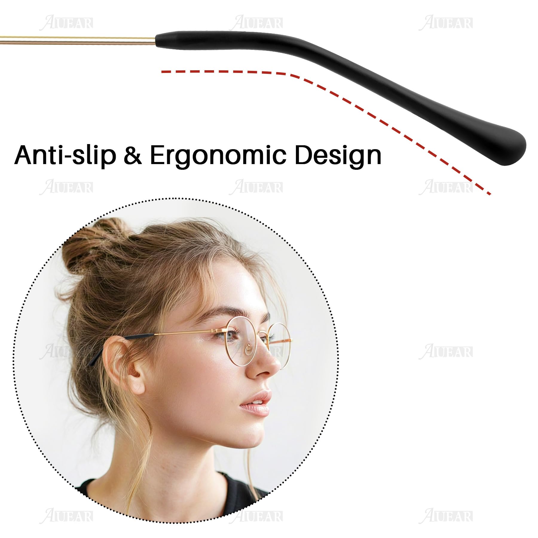 Anti-Slip Temple Tips For Metal Frame Glasses - White Ear Socks Replacement