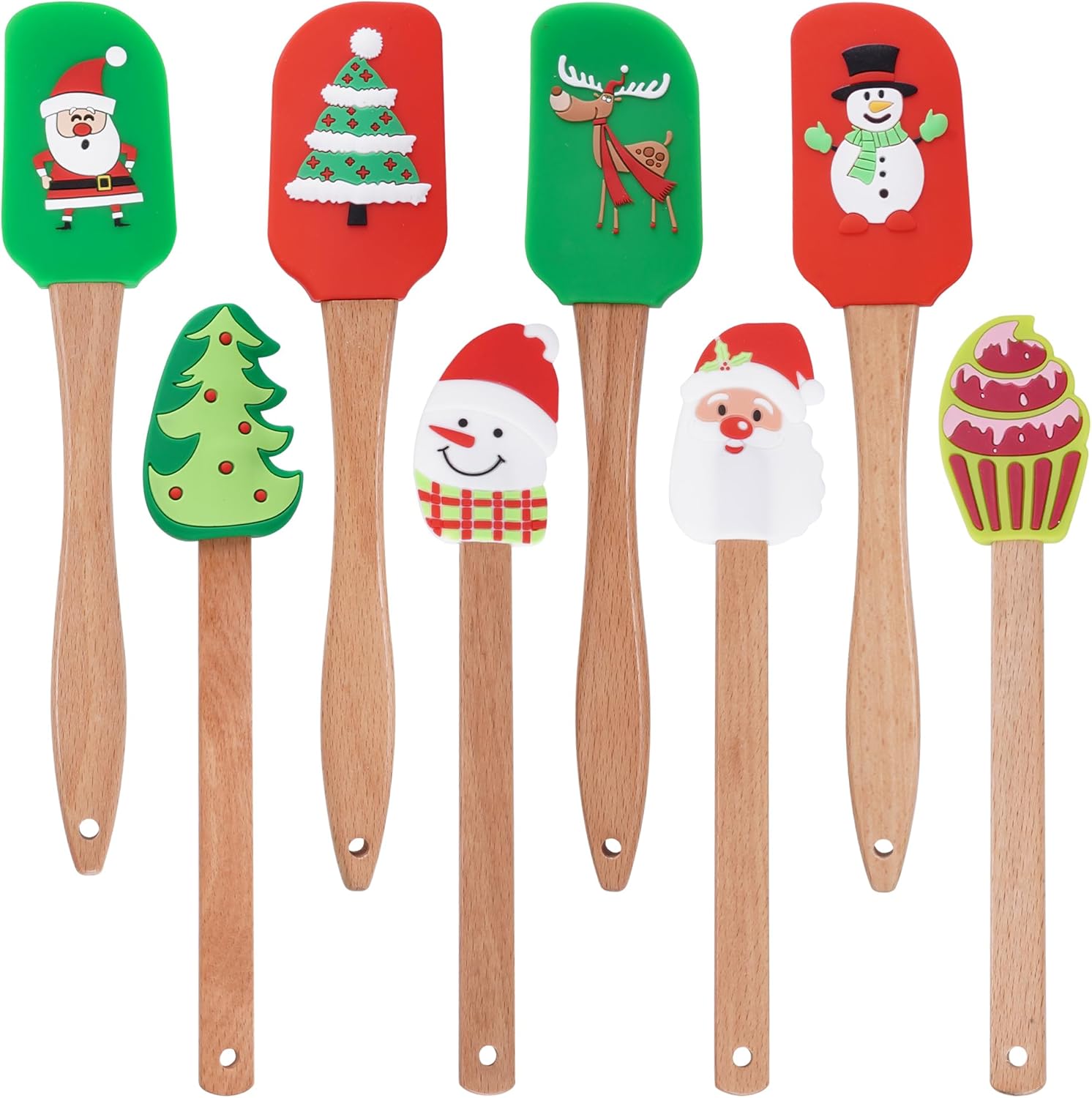 8Pcs Christmas Silicone Spatula Xmas Cake Spatula with