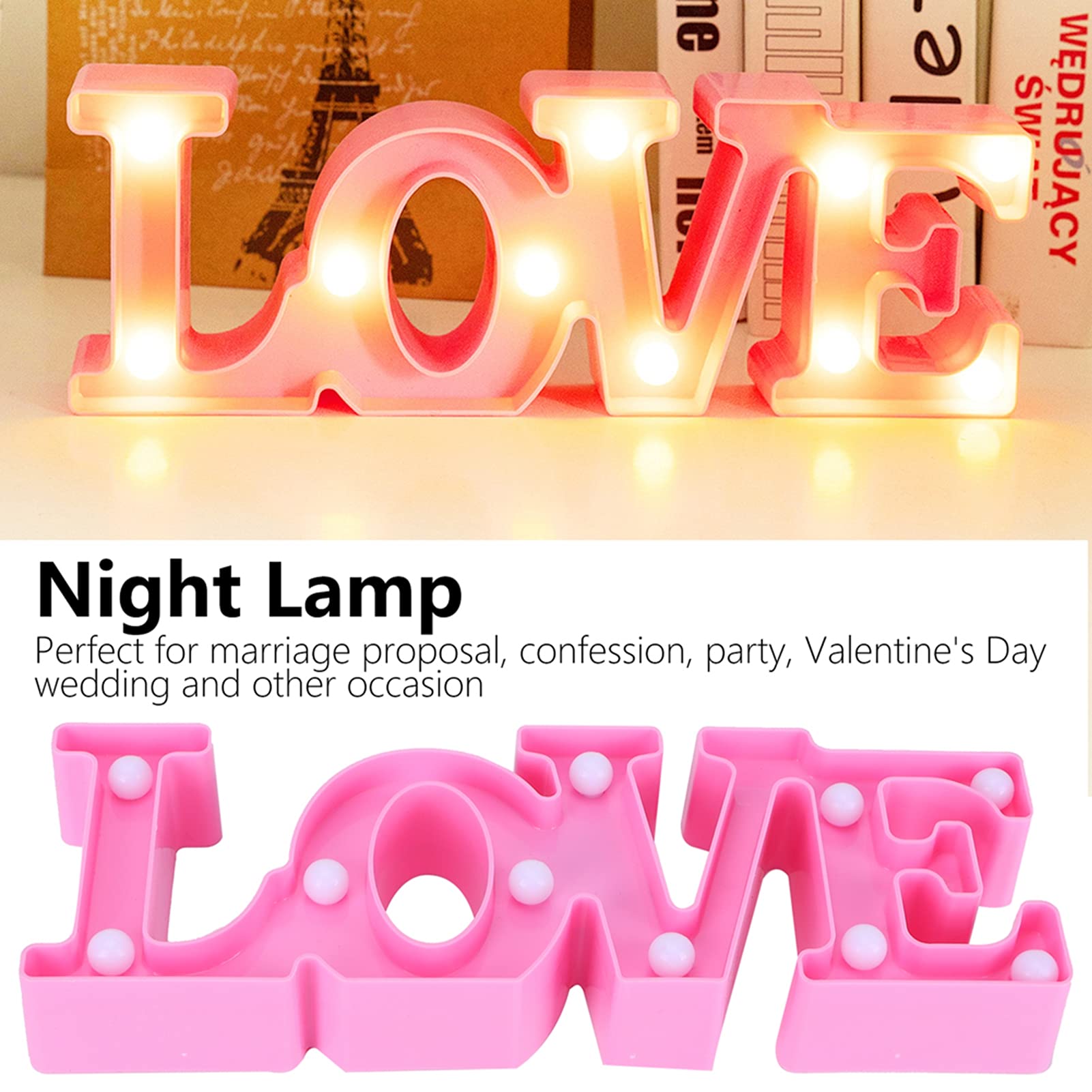 Gsycle Love Light up Sign, Valentines Decorations Love LED Light Sign Love Letter Love Valentines Day Decorations for The Home(Pink)