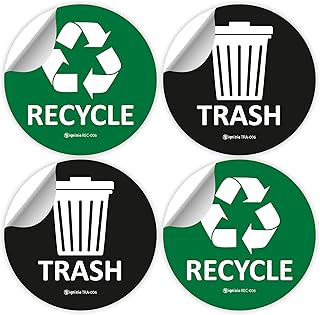 IGNIXIA Recycle Stickers for Trash Can, (Pack of 02) 6x6 Inches Large Blue (Green and Black)