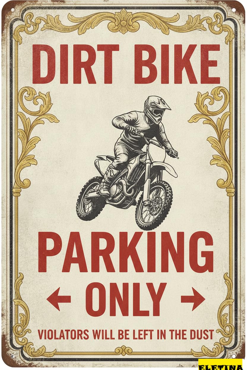 Dirt Bike Parking Only Motocross Tin Sign, 8x12 Inch