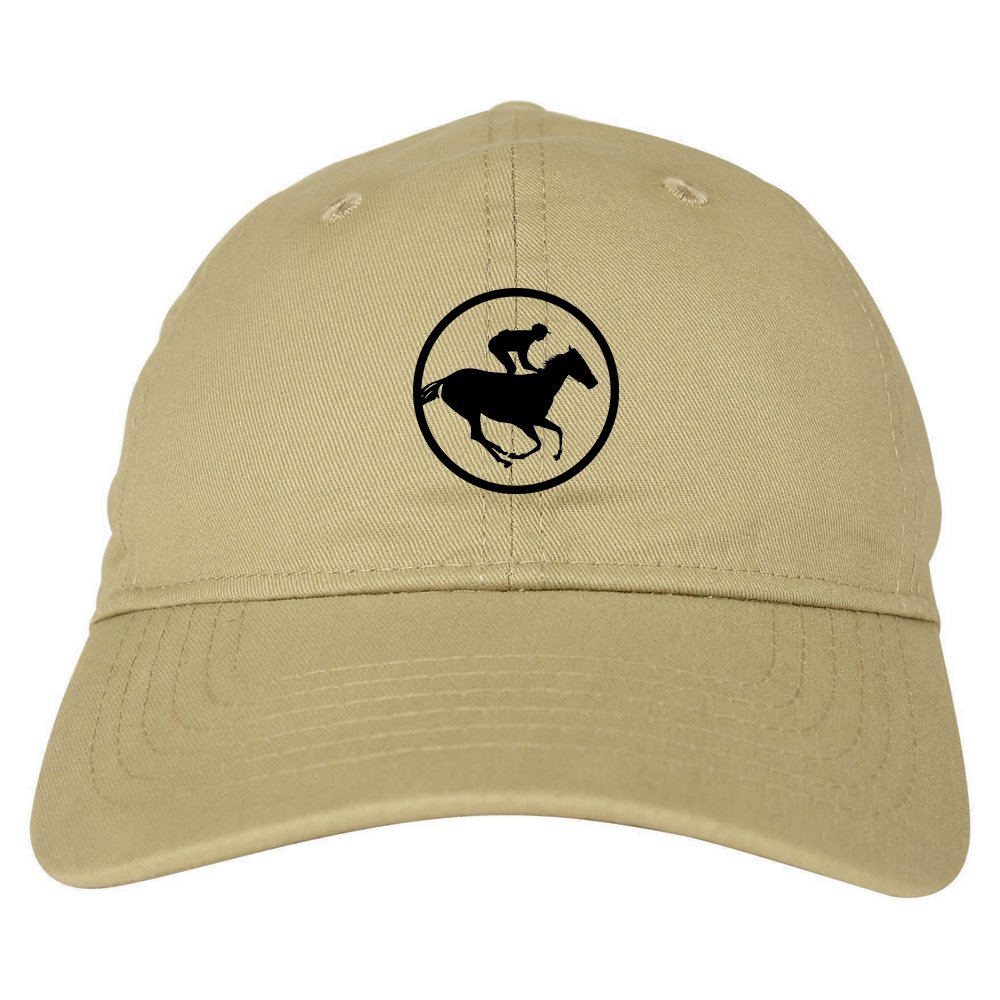 Kings Of NY Derby Horse Racing Chest 6 Panel Dad Hat Cap Beige