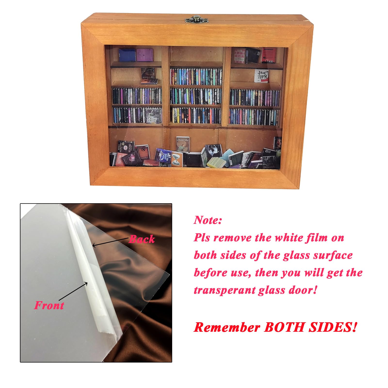 TourKing Anxiety Mini Bookshelf, Miniature Book Display Shelf with 200pcs Mini Books, Shake Away Your Anxiety - Image 2