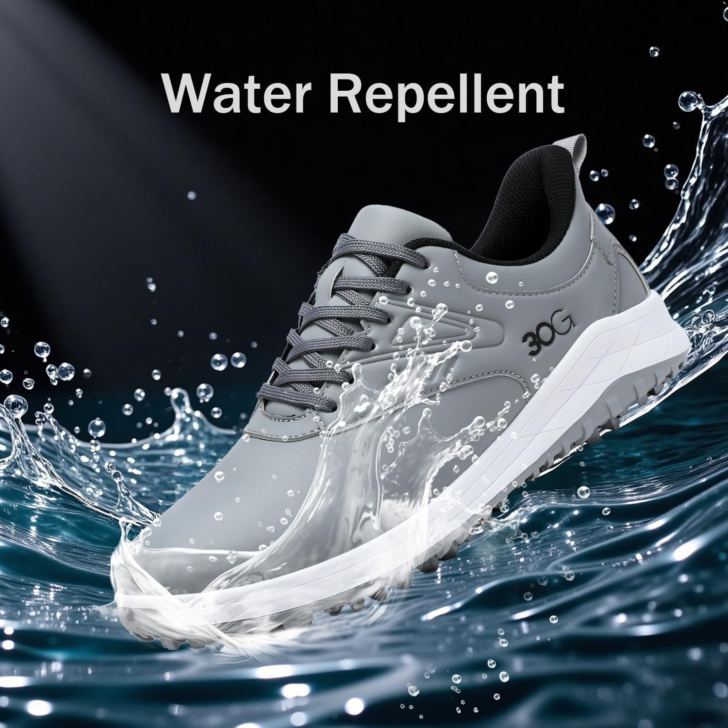 30G Men's Water-Resistant Golf Shoes - Lightweight & Traction Spikes, Breathable Comfort for Walking Course