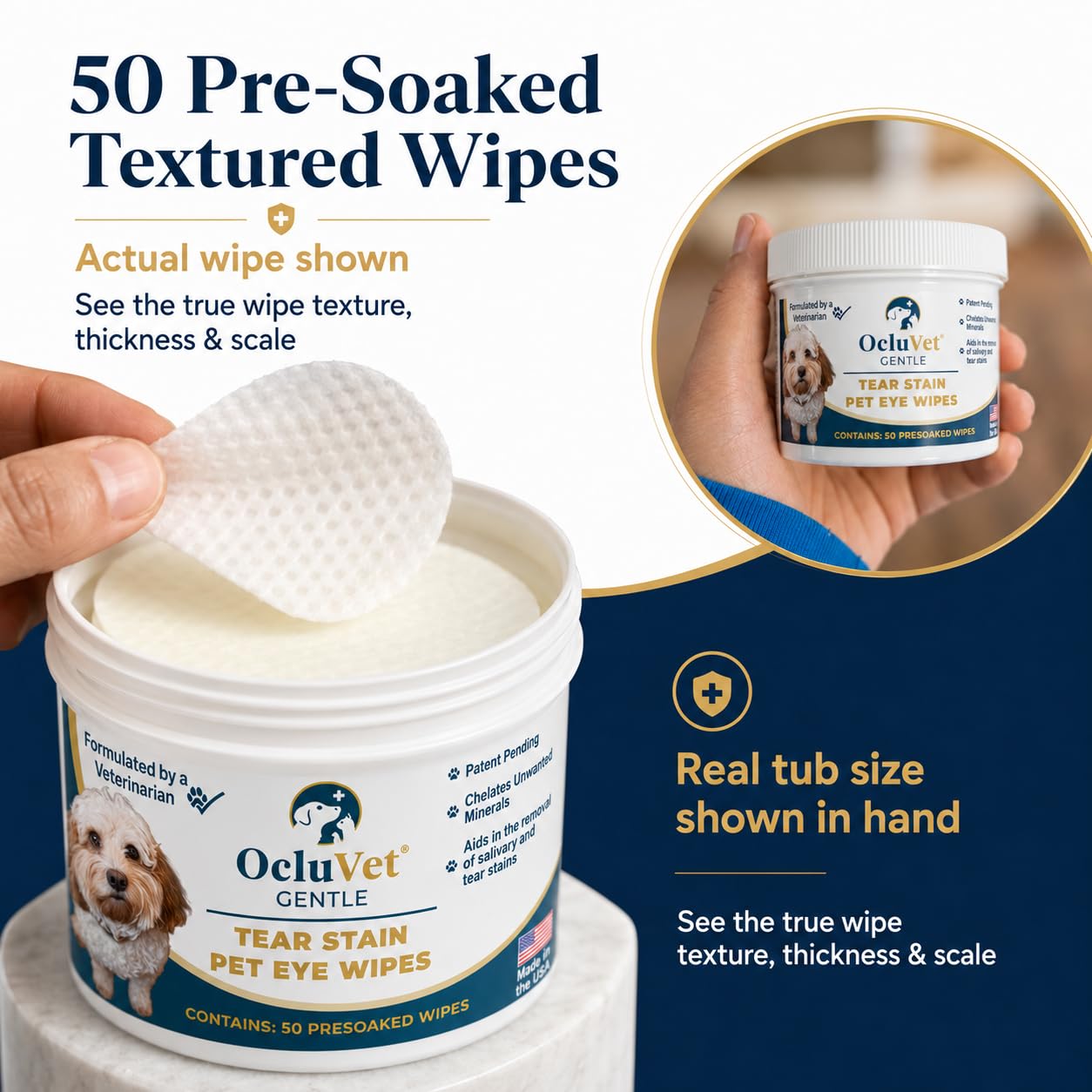 OcluVet Tear Stain Wipes for Dogs, Cats & Horses, 50 Count — Amazon image 3