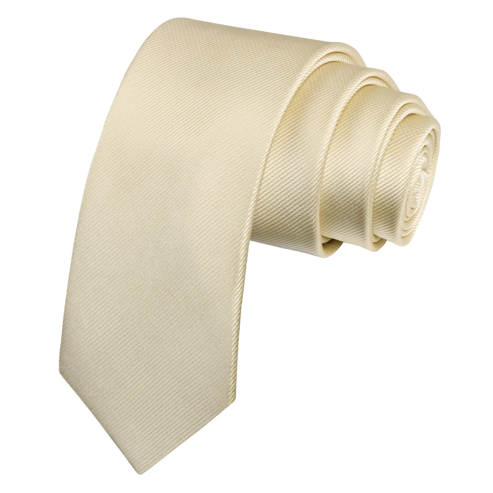 Alizeal Men's 071-Champagne Solid Color Tie Classic Formal Wedding Party Business Skinny Necktie, Champagne