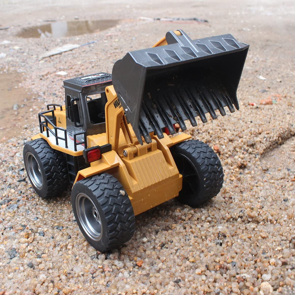 fisca Excavadora de Control Remoto, Bulldozer 1:18 de 6 Canales, Vehículo de Construcción 4WD de 2,4 GHz con Luces y Sonidos