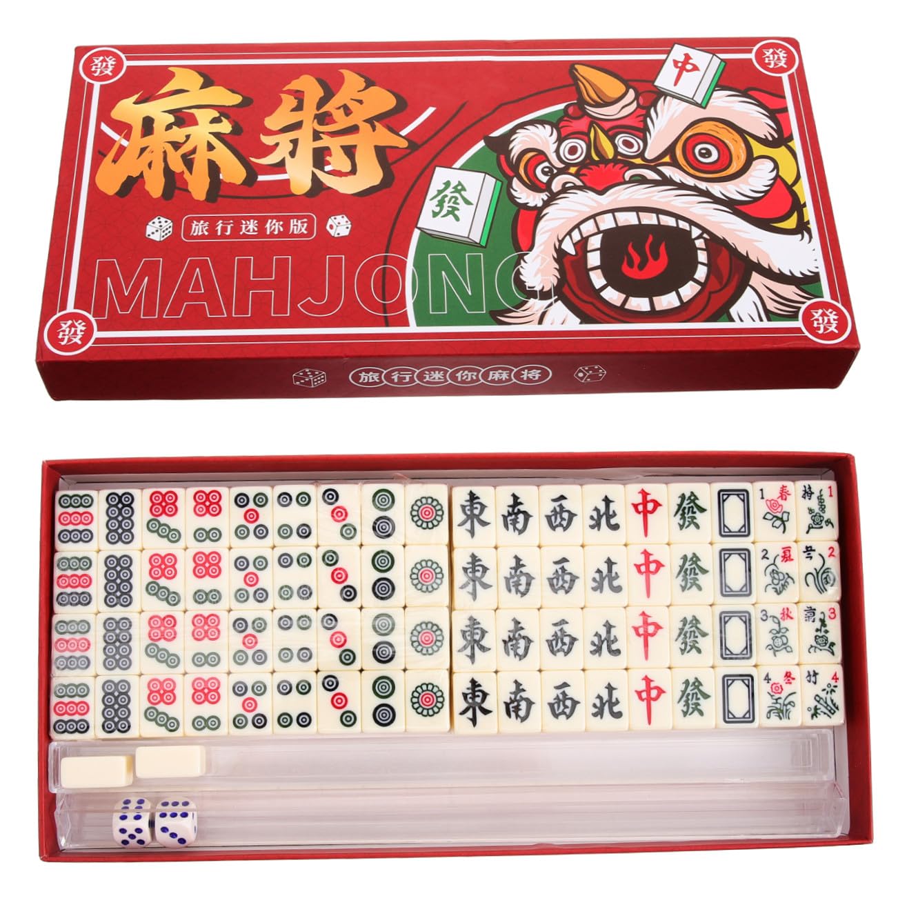 Mahjong Cinese Set Da Gioco Portatile Accessorio Per Gioco Da Tavolo Mini Kit Custodia Per Viaggi e Intrattenimento